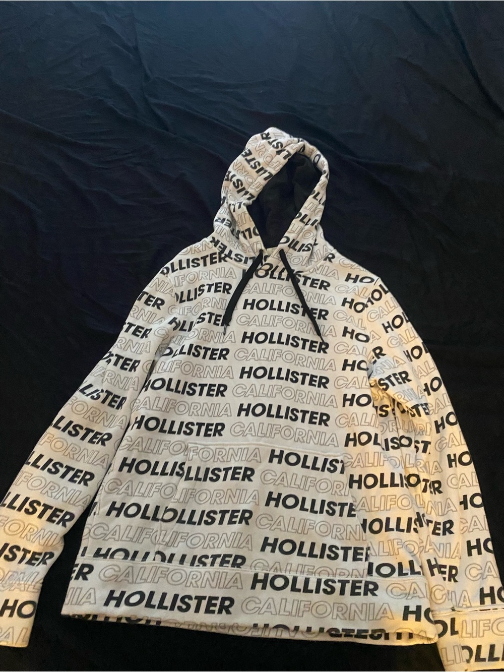 Hollister Black and White Word Graphic Hoodie